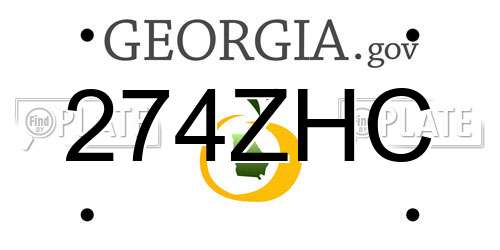 274ZHC Georgia License Plate