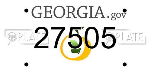 27505 Georgia License Plate