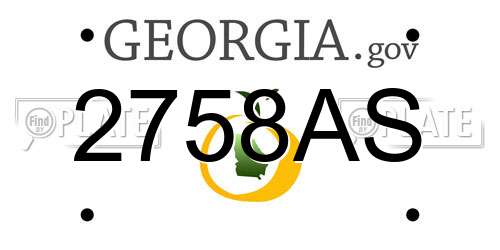 2758AS Georgia License Plate