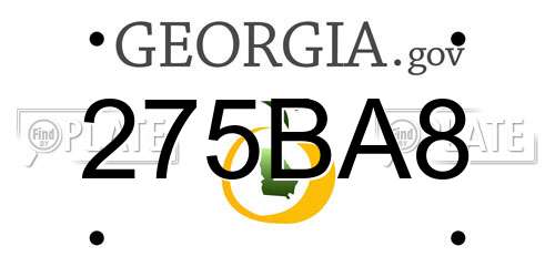 275BA8 Georgia License Plate