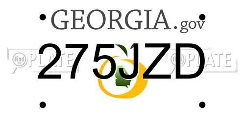 275JZD Georgia License Plate