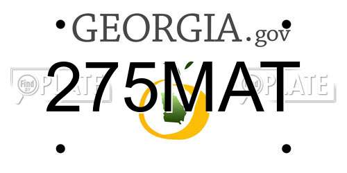 275MAT Georgia License Plate