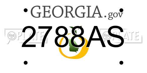 2788AS Georgia License Plate
