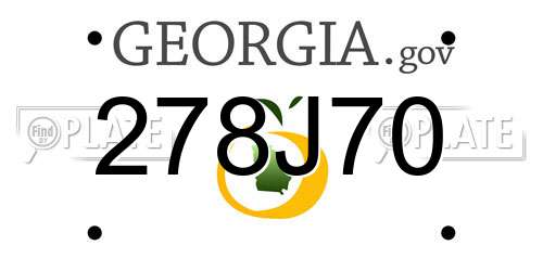 278J70 Georgia License Plate