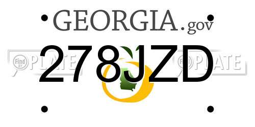 278JZD Georgia License Plate