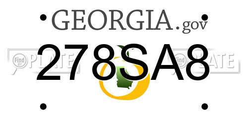 278SA8 Georgia License Plate