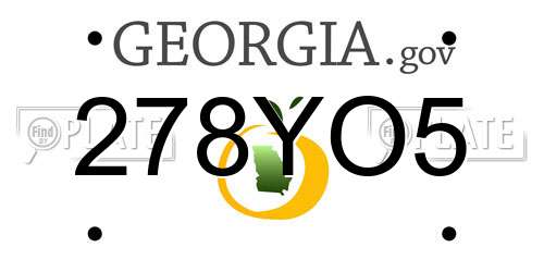278YO5 Georgia License Plate