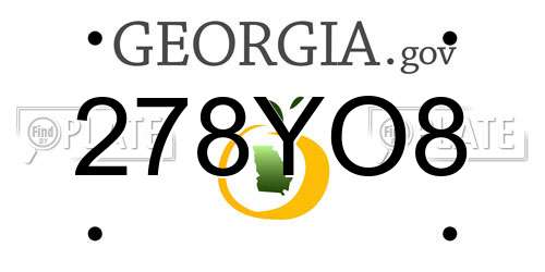 278YO8 Georgia License Plate