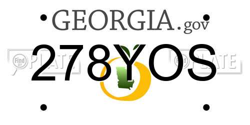 278YOS Georgia License Plate