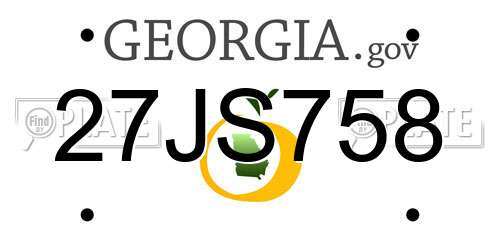 27JS758 Georgia License Plate