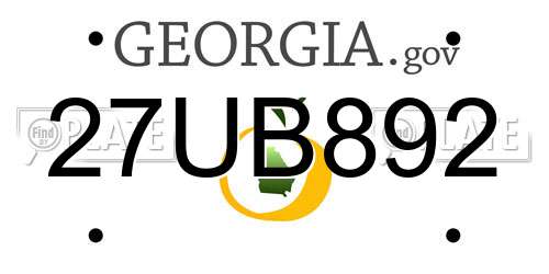 27UB892 Georgia License Plate