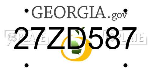 27ZD587 Georgia License Plate