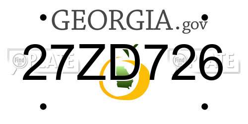 27ZD726 Georgia License Plate