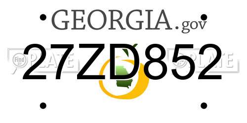 27ZD852 Georgia License Plate