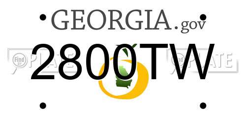2800TW Georgia License Plate