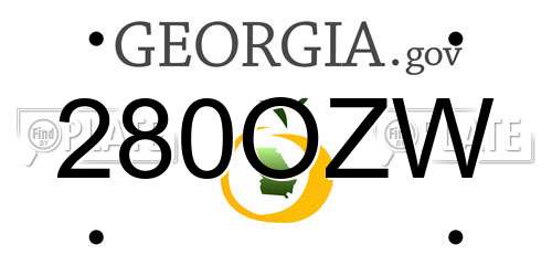280OZW Georgia License Plate