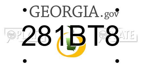 281BT8 Georgia License Plate