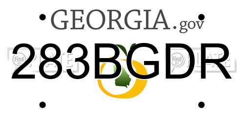 283BGDR Georgia License Plate