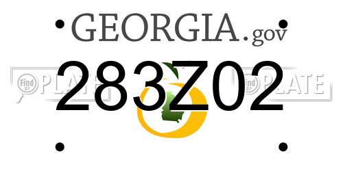 283Z02 Georgia License Plate