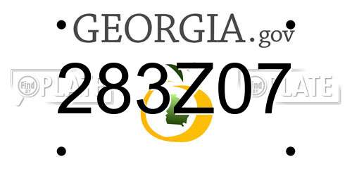 283Z07 Georgia License Plate