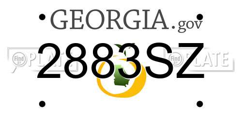 2883SZ Georgia License Plate
