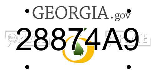 28874A9 Georgia License Plate