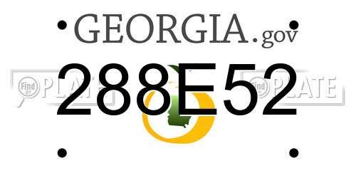288E52 Georgia License Plate