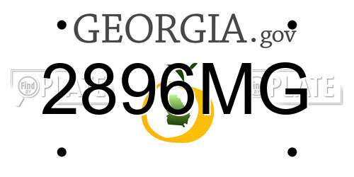 2896MG Georgia License Plate