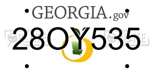 28OY535 Georgia License Plate