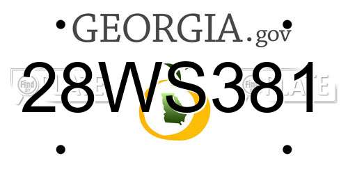 28WS381 Georgia License Plate