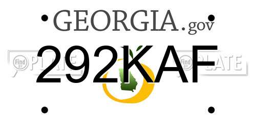 292KAF Georgia License Plate