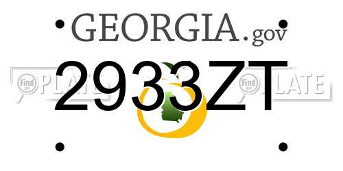2933ZT Georgia License Plate