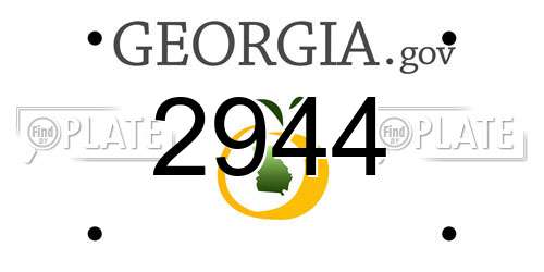 2944 Georgia License Plate