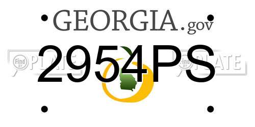2954PS Georgia License Plate