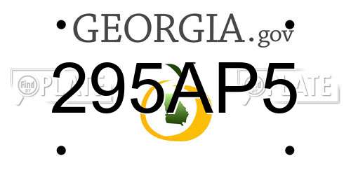 295AP5 Georgia License Plate