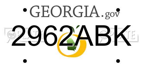 2962ABK Georgia License Plate