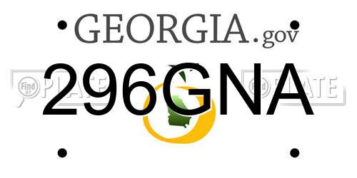 296GNA Georgia License Plate