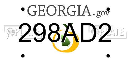 298AD2 Georgia License Plate