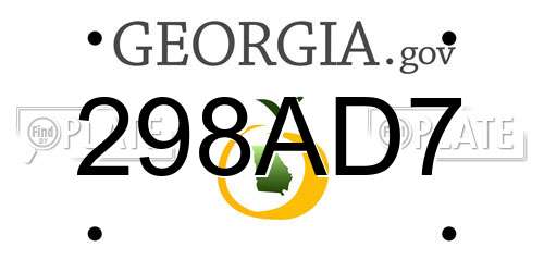 298AD7 Georgia License Plate