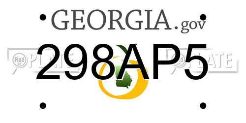 298AP5 Georgia License Plate
