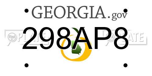 298AP8 Georgia License Plate