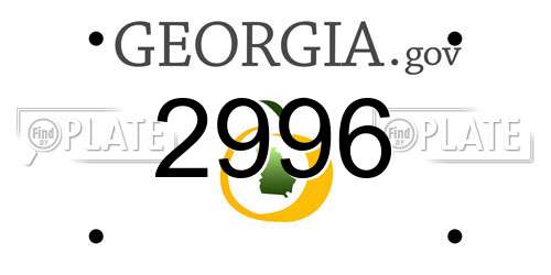2996 Georgia License Plate