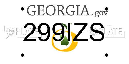 299IZS Georgia License Plate