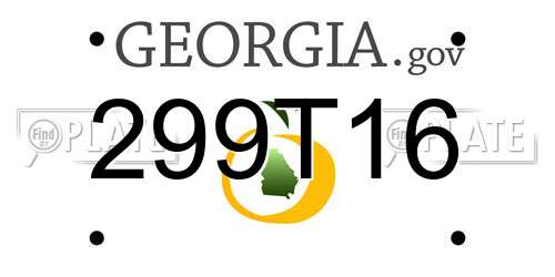299T16 Georgia License Plate