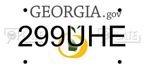 299UHE Georgia License Plate