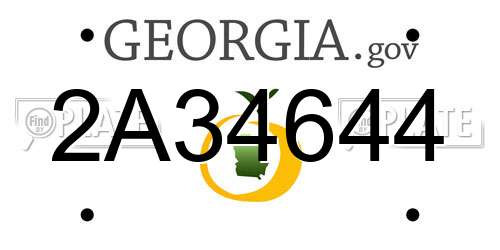 2A34644 Georgia License Plate