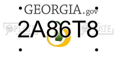 2A86T8 Georgia License Plate