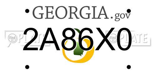 2A86X0 Georgia License Plate