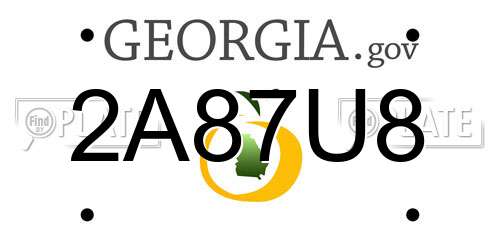 2A87U8 Georgia License Plate