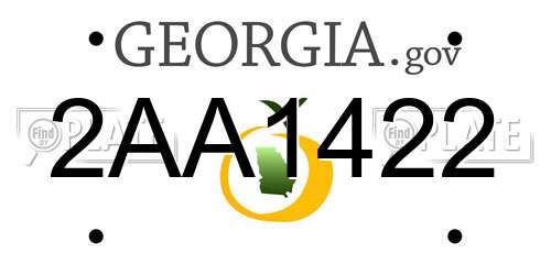 2AA1422 Georgia License Plate